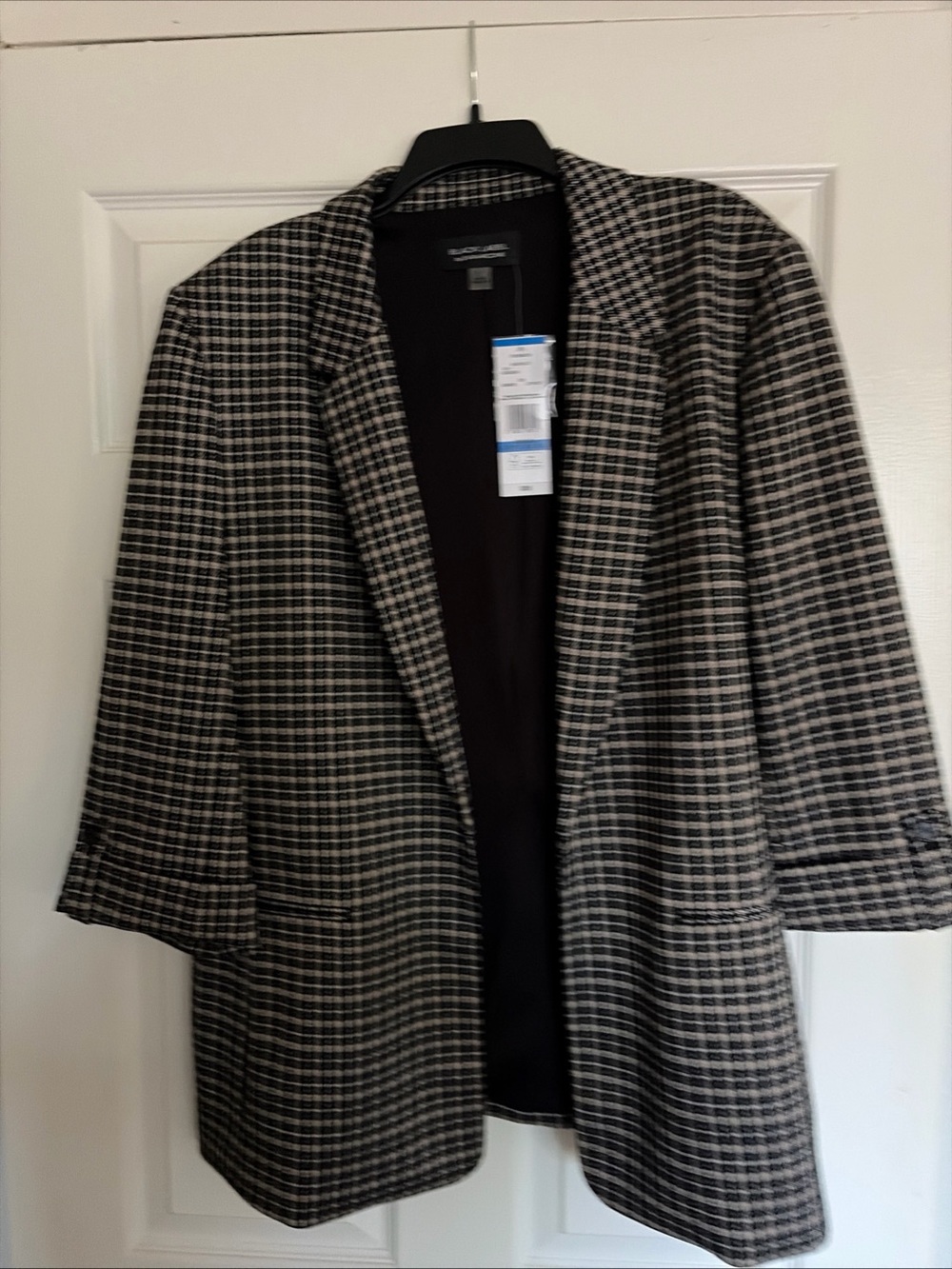 Evan Picone Black and White Checked Blazer Jacket